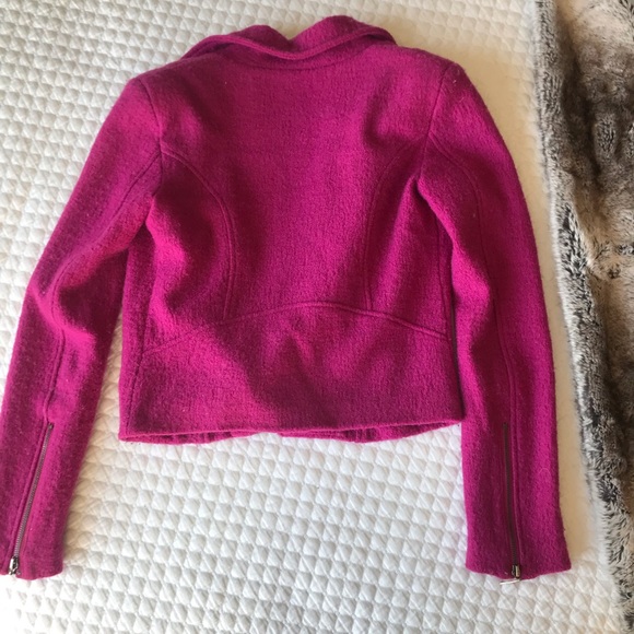 Line The Label fuchsia wool biker jacket size XS - Picture 5 of 8